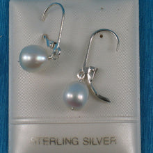 Load image into Gallery viewer, Sterling Silver White Pearl Leverback Dangle Earrings