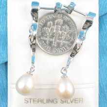 Load image into Gallery viewer, Solid .925 Silver Lightning Peach Pearl Stud Dangle Earrings