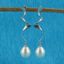 Load image into Gallery viewer, Solid .925 Silver Lightning White Pearl Stud Dangle Earrings