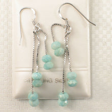 Load image into Gallery viewer, Solid Sterling Silver 925 Box Chain Faceted Amazonite Earrings