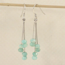 Load image into Gallery viewer, Solid Sterling Silver 925 Box Chain Faceted Amazonite Earrings