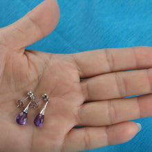 Load image into Gallery viewer, Solid Sterling Silver 925 Amethyst &amp; Cubic Zirconia Earrings