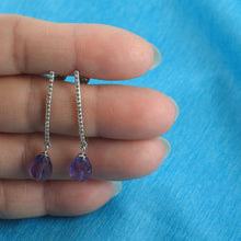 Load image into Gallery viewer, Solid Sterling Silver 925 Amethyst &amp; Cubic Zirconia Earrings (Raindrop)