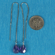 Load image into Gallery viewer, Solid Sterling Silver 925 Amethyst Drop Box Chain Hook Earrings