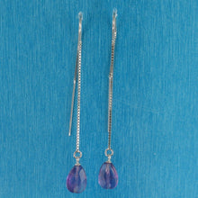 Load image into Gallery viewer, Solid Sterling Silver 925 Amethyst Drop Box Chain Hook Earrings