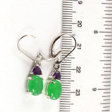 Load image into Gallery viewer, Solid Sterling Silver 925 Amethyst &amp; Green Jade Leverback Earrings