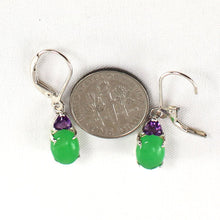 Load image into Gallery viewer, Solid Sterling Silver 925 Amethyst &amp; Green Jade Leverback Earrings