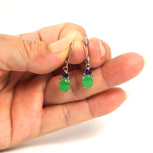 Load image into Gallery viewer, Solid Sterling Silver 925 Amethyst &amp; Green Jade Leverback Earrings