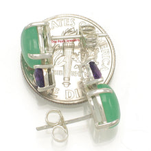 Load image into Gallery viewer, Solid Sterling Silver 925 Amethyst &amp; Green Jade Stud Earrings