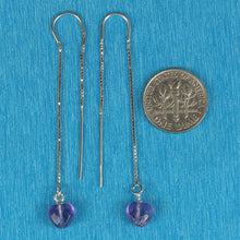 Load image into Gallery viewer, Solid Sterling Silver 925 Amethyst Heart Box Chain Hook Earrings