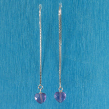 Load image into Gallery viewer, Solid Sterling Silver 925 Amethyst Heart Box Chain Hook Earrings