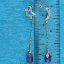 Load image into Gallery viewer, Solid Sterling Silver 925 Moon &amp; Star Amethyst &amp; Cubic Zirconia Earrings