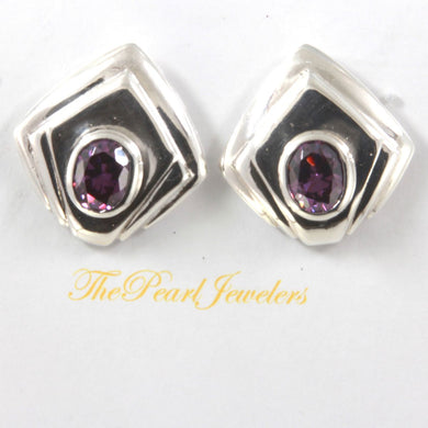 Solid Sterling Silver 925 Amethyst Oval Stud Earrings