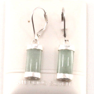 Solid Sterling Silver 925 Apple Green Jade Curved Leverback Earrings