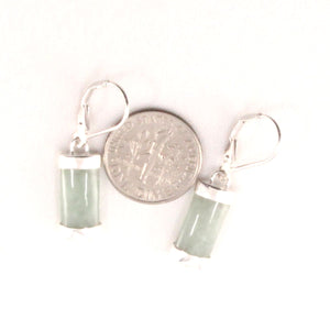 Solid Sterling Silver 925 Apple Green Jade Curved Leverback Earrings