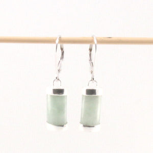 Solid Sterling Silver 925 Apple Green Jade Curved Leverback Earrings