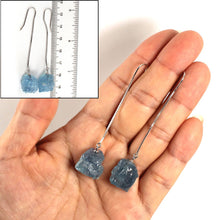 Load image into Gallery viewer, Solid Sterling Silver 925 Baroque Aquamarine Box Chain Hook Earrings