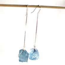 Load image into Gallery viewer, Solid Sterling Silver 925 Baroque Aquamarine Box Chain Hook Earrings