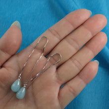 Load image into Gallery viewer, Solid Sterling Silver 925 Aquamarine Box Chain Hook Earrings