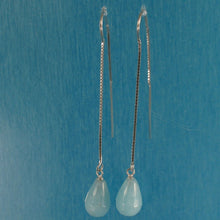 Load image into Gallery viewer, Solid Sterling Silver 925 Aquamarine Box Chain Hook Earrings
