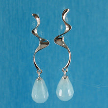 Load image into Gallery viewer, Solid Sterling Silver 925 Lightning Dangle Aquamarine Earrings