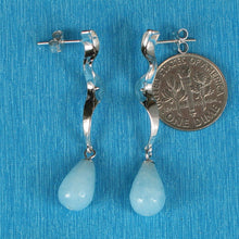 Load image into Gallery viewer, Solid Sterling Silver 925 Lightning Dangle Aquamarine Earrings