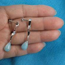 Load image into Gallery viewer, Solid Sterling Silver 925 Lightning Dangle Aquamarine Earrings
