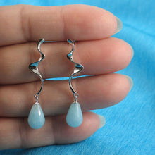 Load image into Gallery viewer, Solid Sterling Silver 925 Lightning Dangle Aquamarine Earrings