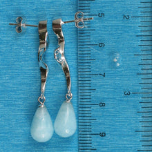 Load image into Gallery viewer, Solid Sterling Silver 925 Lightning Dangle Aquamarine Earrings