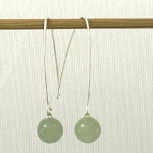 Load image into Gallery viewer, Solid Sterling Silver 925 V-Shaped Wire Aventurine Earrings