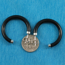 Load image into Gallery viewer, Solid Sterling Silver 925 Natural Black Onyx 30mm C Hoop Earrings
