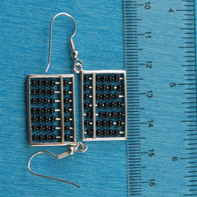 Load image into Gallery viewer, Solid Sterling Silver 925 Black Onyx Abacus Hook Earrings