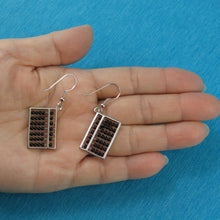 Load image into Gallery viewer, Solid Sterling Silver 925 Black Onyx Abacus Hook Earrings