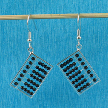 Load image into Gallery viewer, Solid Sterling Silver 925 Black Onyx Abacus Hook Earrings