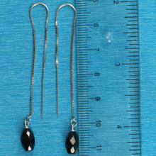 Load image into Gallery viewer, Solid Sterling Silver 925 Faceted Black Onyx Box Chain Hook Earrings