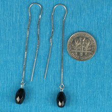 Load image into Gallery viewer, Solid Sterling Silver 925 Faceted Black Onyx Box Chain Hook Earrings