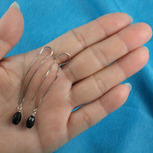 Load image into Gallery viewer, Solid Sterling Silver 925 Faceted Black Onyx Box Chain Hook Earrings