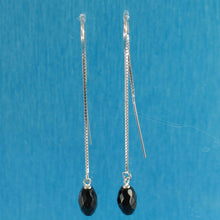 Load image into Gallery viewer, Solid Sterling Silver 925 Faceted Black Onyx Box Chain Hook Earrings