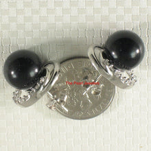 Load image into Gallery viewer, Solid Sterling Silver 925 Black Onyx &amp; CZ Stud Earrings