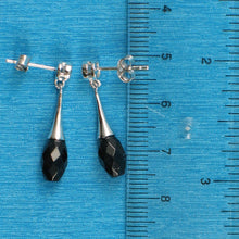Load image into Gallery viewer, Solid Sterling Silver 925 Black Onyx &amp; Cubic Zirconia Earrings