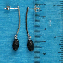 Load image into Gallery viewer, Solid Sterling Silver 925 Black Onyx &amp; Cubic Zirconia Earrings (Long)