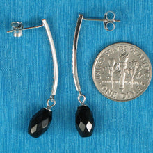 Load image into Gallery viewer, Solid Sterling Silver 925 Black Onyx &amp; Cubic Zirconia Earrings (Long)