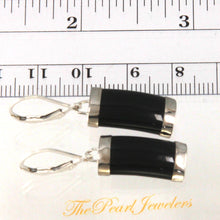 Load image into Gallery viewer, Solid Sterling Silver 925 Curved Black Onyx Leverback Earrings