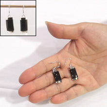 Load image into Gallery viewer, Solid Sterling Silver 925 Fish Hook Black Onyx Dangle Earrings