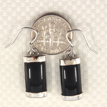 Load image into Gallery viewer, Solid Sterling Silver 925 Fish Hook Black Onyx Dangle Earrings