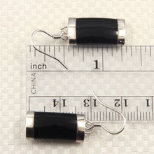 Load image into Gallery viewer, Solid Sterling Silver 925 Fish Hook Black Onyx Dangle Earrings