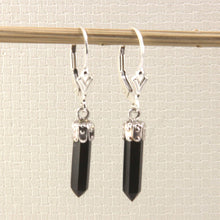 Load image into Gallery viewer, Solid Sterling Silver 925 Black Onyx Hexagonal Point Earrings