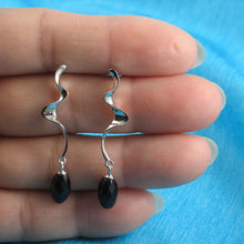 Load image into Gallery viewer, Solid Sterling Silver 925 Lightning Dangle Black Onyx Earrings