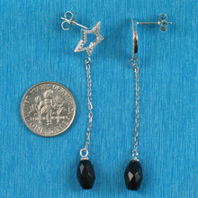 Load image into Gallery viewer, Solid Sterling Silver 925 Moon &amp; Star Black Onyx &amp; Cubic Zirconia Earrings