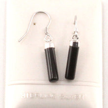 Load image into Gallery viewer, Solid Sterling Silver 925 Black Onyx Tube Fish Hook Earrings